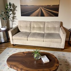 Mid Century Tufted Sofa Beige Couch Clean Modern Living Room Furniture Free Delivery