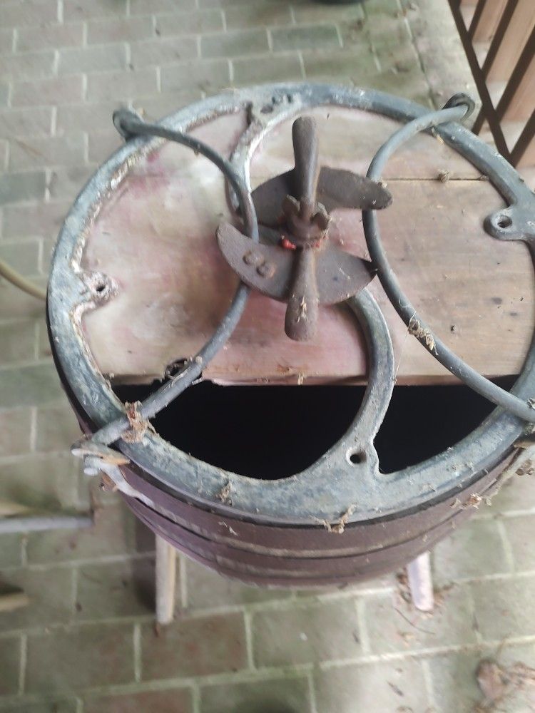 Vintage Wooden Butter Barrel Churn On Stand