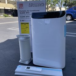 14,000 BTU Portable Air Conditioner, AC With Vent Hose, Window Cover And Remote 
