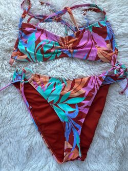 Salt + Cole Tropical Print Two-Piece Bikini - Multicolor Size XL