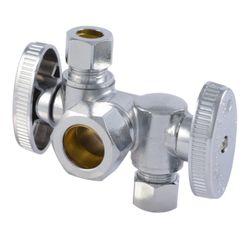 1/2-in Compression x 3/8-in OD Compression Brass Quarter Turn Dual shut-off valve