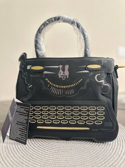 Loungefly Black Crossbody Bag Wednesday Nevermore Typewriter Applique