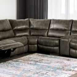 Brand New Grey Super Plush Reclining Sectional Sofa 