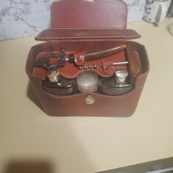 Antique Leather Drinking Set 
