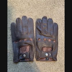 New  Brown Leather Driving Gloves  