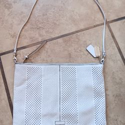 White Coach Perforated Leather Handbag Purse 