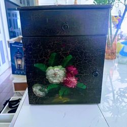 Vintage Mini Hand-painted Nightstand Our Side Table. 14"H x 12"W x 10"D