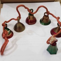 Vintage Brass Finish Bells- Merry Christmas In Different Languages