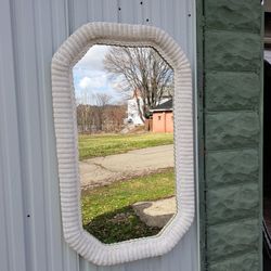 Vintage Octagonal Rattan Look Wall Hanging Mirror 