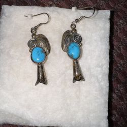 Tom Hasteen Turquoise Coral Navajo Earrings Sterling Silver 925 Signed