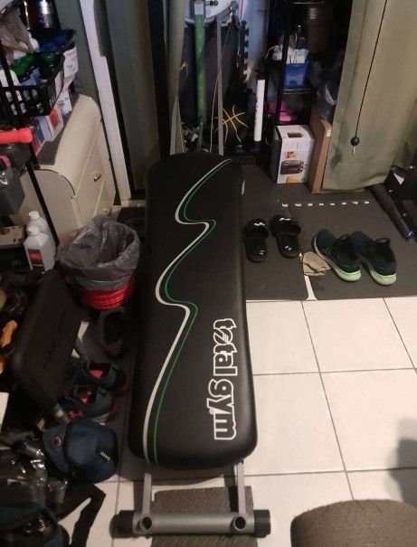 Total Gym, Squat Rack, Olympic Bars, Weights, Bumper Plates, Step Platform, Station, Adjustable Bench