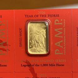 1g Gold Pamp Suisse - Lunar Year of The Horse