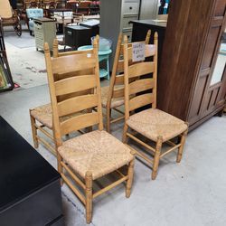 Single Dining Chairs ($29 Each) Seat Height: 19"  Ladderback/cane