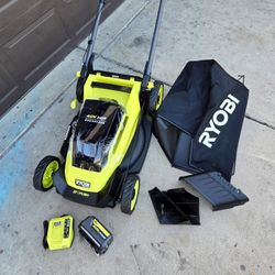 RYOBI R0V Lawn Mower Kit With Fast Charger And 6Ah Battery