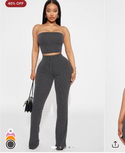 Ribbed Pant Set-Small