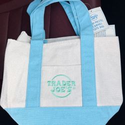 Brand New with tags Trader Joe’s Tote Bag - PINK/PURPLE/ GREEN/BLUE