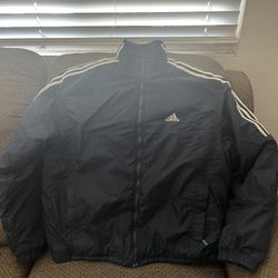 Vintage Adidas Puffer Jacket Size M Black Full Zip