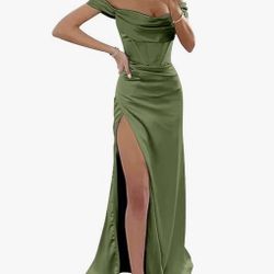 olive green elegant Dress