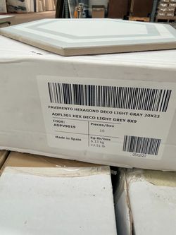 Hex Deco Light Grey Floor Tiles 8x9 – Box of 10