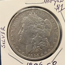1896 O  Morgan Silver Dollar In Protective Flip Vintage $1 Coin