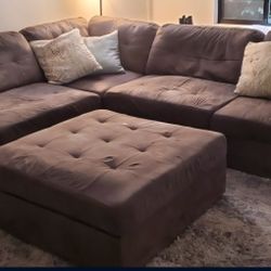 Modular Couch/ Sofa And Ottoman, Grey