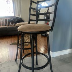 Black And Brown Swivel Bar Stool 28” Metal Frame