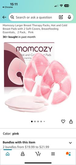 momcozy Breast Therapy Packs, Hot and Cold Breast Pads with 2 Soft Covers, Breastfeeding Essentials,4 Pack