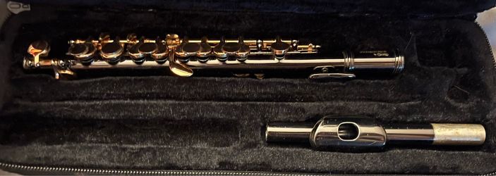 Mendini Black/Gold Piccolo with Case