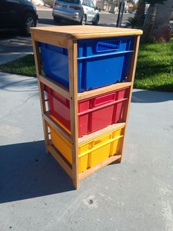 Kids Wooden Toy Storage Unit with 3 Bins