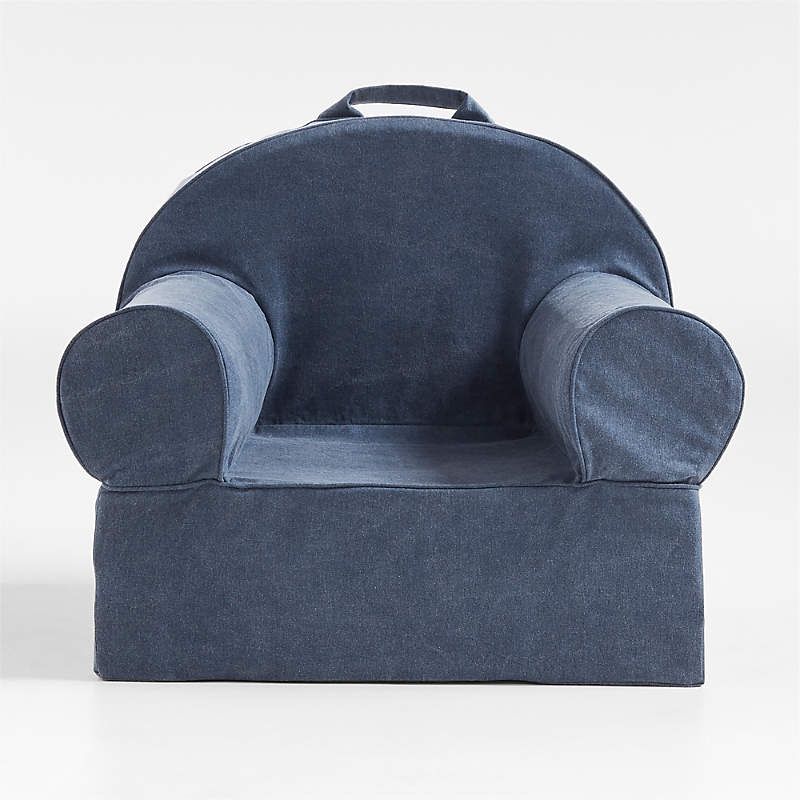 Crate&kids Large Deep Indigo Organic Cotton Kids Lounge Nod Chair