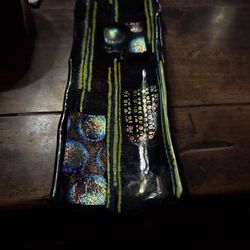 RARE Murano Black Iridescent Made In Italy, Glass Tray, Trinket Jewelry