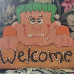 Handpainted Halloween Welcome Sign