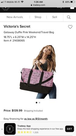 NEW VICTORIES SECRET Getaway duffle pink weekend /travel bag