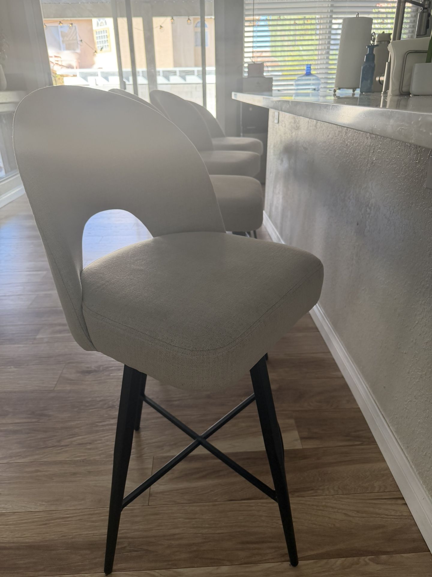 Gray Swivel Upholstered Counter Stools