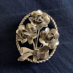 Sterling Vintage Flower Brooch
