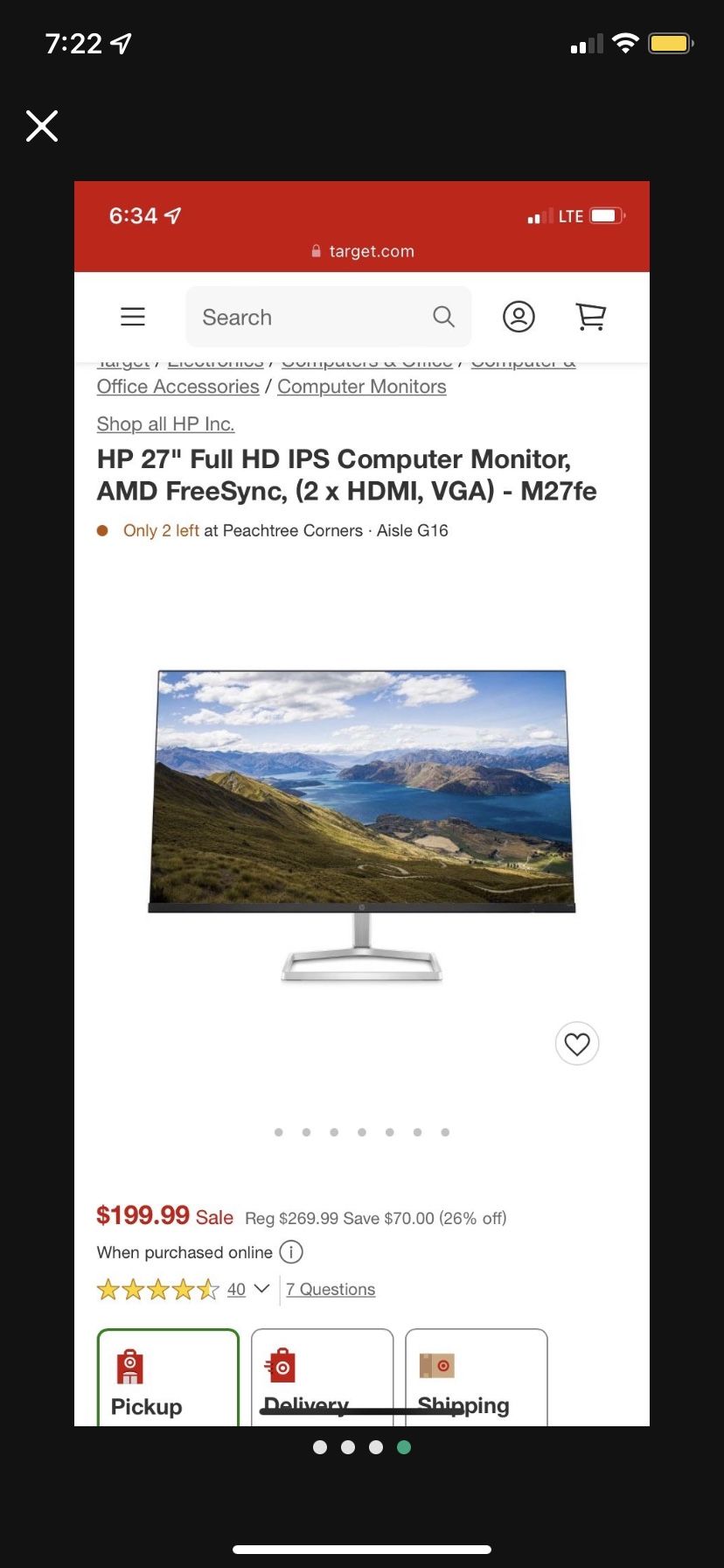 HP 27" Full HD IPS Computer Monitor, AMD FreeSync, (2 x HDMI, VGA)