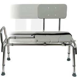 DMI Tub Transfer Bench and Shower Chair with Non Slip Aluminum Body, FSA Eligible, Adjustable Seat Height and Cut Out Access, Holds Weight up to 400 L