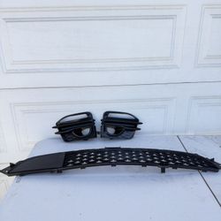 OEM Q50 Front Sport Bumper/Fascia Lower Grille W/Front Driver and Passenger Side Fog Light Bezel Set 14-17