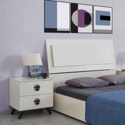 4 PIECE BEDROOM CREAM GLOSSY SET