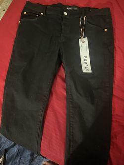 All black purple jeans