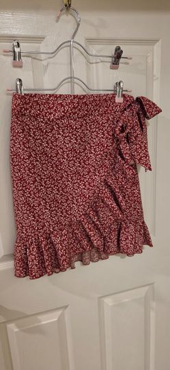 Red floral skirt