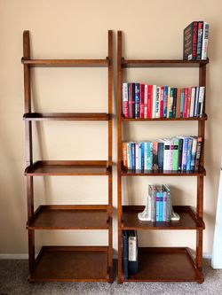 Leaning Ladder Bookshelf Set of 2