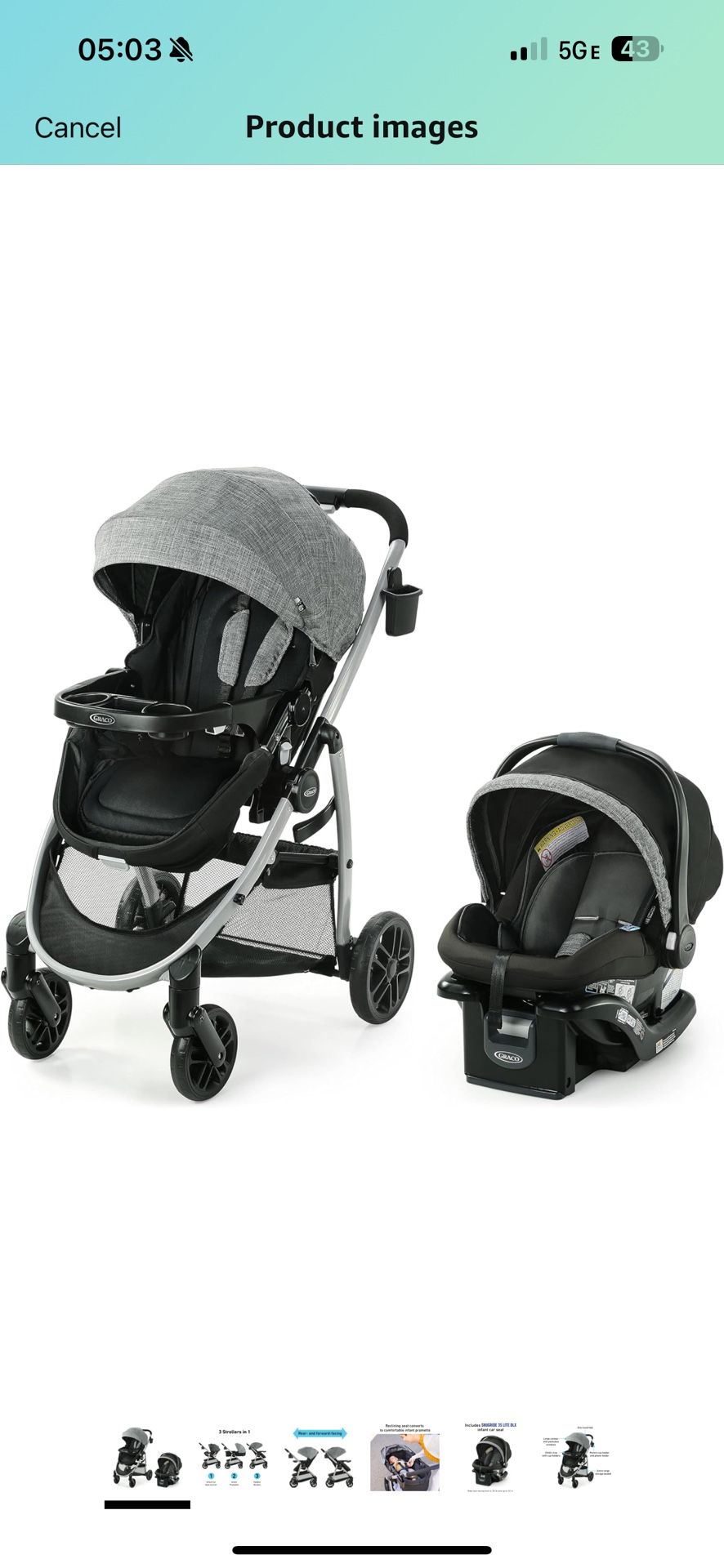 New In Box Graco Car Seat Stroller And Rarely Used Graco Slim Spaces Compact Baby Swing, Reign