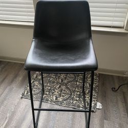 Grey Leather Bar Stool