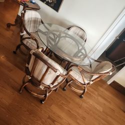 Glass Top Dining Set, Table & 4 Chairs
