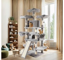 68" gray multilevel large cat tree new