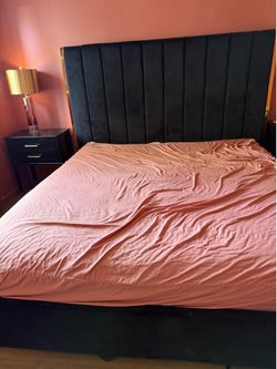 Black velvet gold king size bedframe