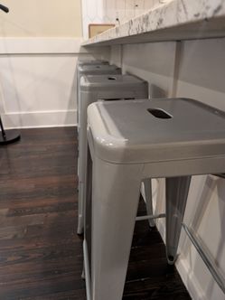 Metal Bar Stool Set, 30-Inch, Silver, Set of 4