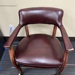 $15 Burgundy Rolling Office Chair With Nailhead Trim