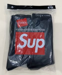 Supreme × Hanes Crew Socks (4 Pack) Black - Brand New 🔥